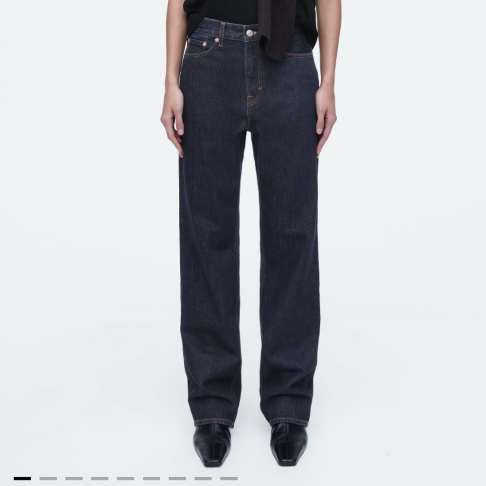 COS women’s relaxed straight, straight leg , high rise, Dark Blue Jeans, 28